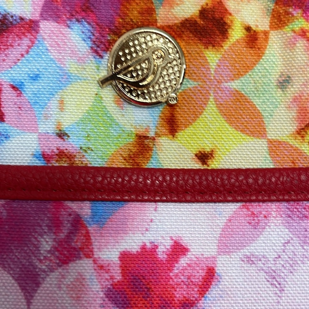 Birdie Balou Chic Red and Pink Tote Bag with Patterned Design - Picture 2 of 6